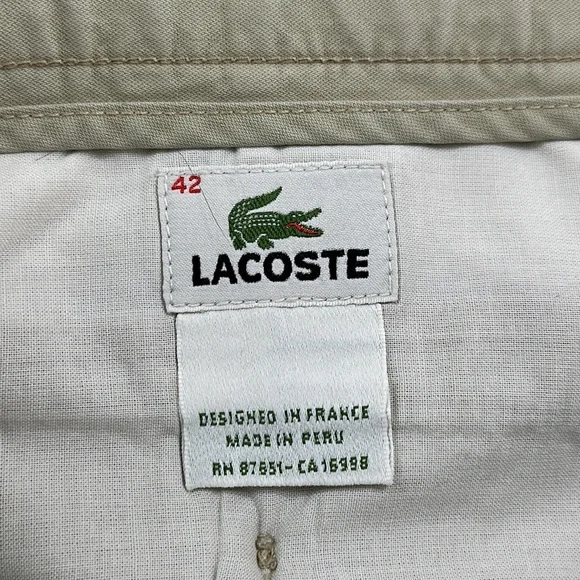 LACOSTE Men's Tan Khakis Trousers Front Seam Size 32X32